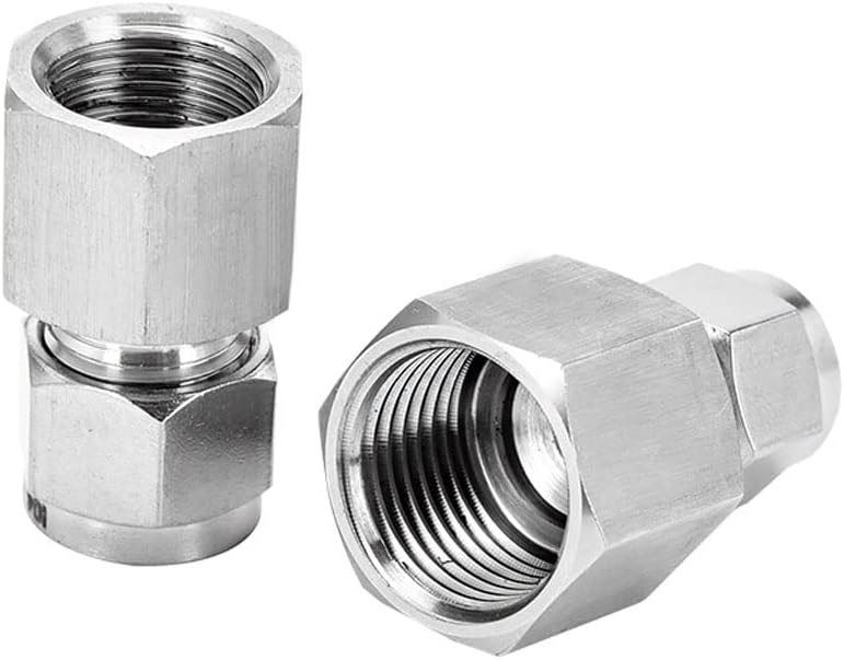 Pysrych Stainless Steel 304 Compression Tube Fitting, Straight Adapter, 1/4" Tube OD x 1/8" NPT Female Coupler, Pack of 2 - Image 1